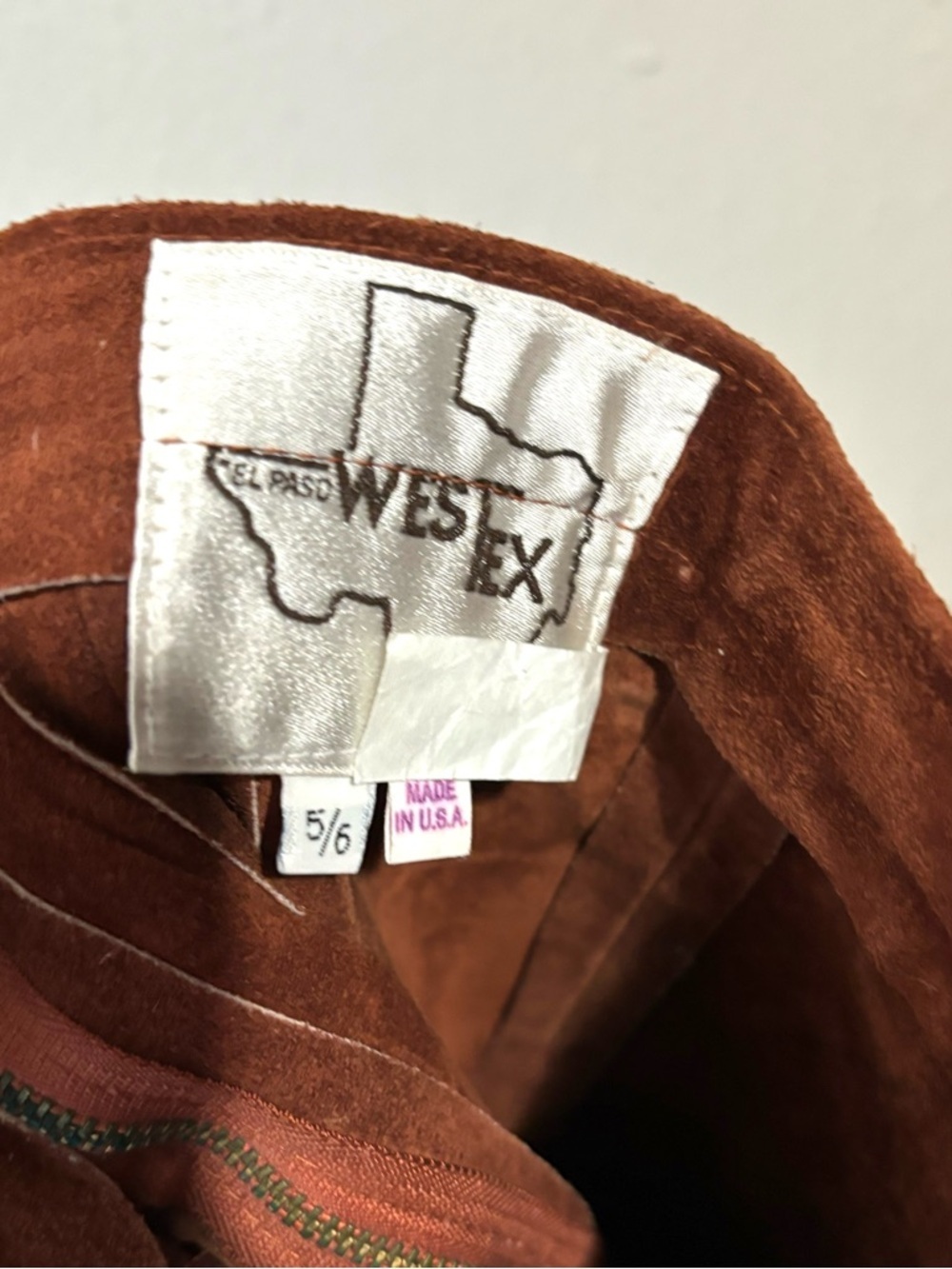 Vintage 70/80s Burnt Orange Suede Long A-Skirt Size 5/6 Western Cowgirl - Picture 6 of 9